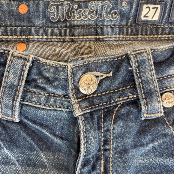 Miss Me Jeans Skinny Mid Rise Embellished Pockets Dark Wash Size 27x31 - Picture 3 of 8